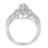 10K White Gold Diamond Cocktail Teardrop Ring (1/2 Cttw, H-I Color, SI2-I1 Clarity)-1 thumbnail 2