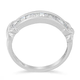 .925 Sterling Silver 1/2 Cttw Baguette Cut Diamond Channel Set X-Station Wedding Ring (H-I Color, I1-I2 Clarity)-1 thumbnail 2