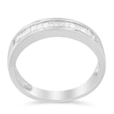 .925 Sterling Silver 1/3 Cttw Baguette Cut Diamond Channel Set Stackable Wedding Ring (H-I Color, I1-I2 Clarity)-1 thumbnail 2