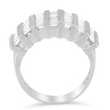 .925 Sterling Silver 1.0 Cttw Baguette Cut Diamond Vertical Channel Fluted Multi-Row Unisex Fashion Wedding Ring (H-I Color, I1-I2 Clarity)-1 thumbnail 2