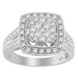 10K White Gold Diamond Cluster Ring (1 Cttw, H-I Color, SI2-I1 Clarity)-1 thumbnail 2