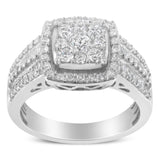 10K White Gold Diamond Cluster Ring (1 Cttw, H-I Color, I1-I2 Clarity)-1 thumbnail 2