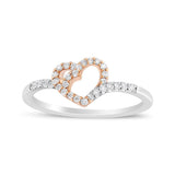 14K Rose Gold Plated and White .925 Sterling Silver 1/5 Cttw Round-Cut Diamond Open Heart Promise Ring (I-J Color, I2-I3 Clarity)-1 thumbnail 2