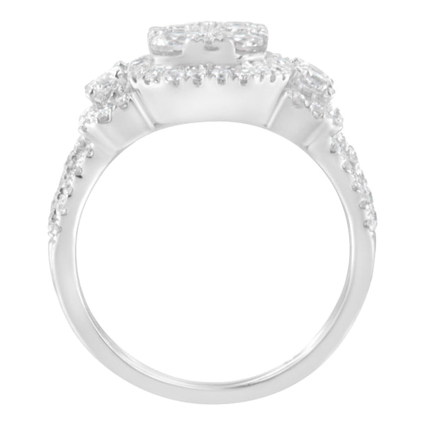 14K White Gold 2 1/4 Cttw Diamond Cocktail Cluster Ring (G-H Color, SI2-I1 Clarity)