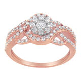 10K Rose Gold 3/4 Cttw Diamond Floral Cluster Head and Twisted Shank Cocktail  Ring (H-I Color, SI1-SI2 Clarity)--1 thumbnail 2
