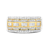 10K White and Yellow Gold 1.00 Cttw Baguette and Round cut Diamond Art Deco Multi-Row Ring Band (I-J Color, I1-I2 Clarity)-3 thumbnail 4