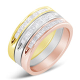 10K Yellow, White and Rose Gold over .925 Sterling Silver 5/8 Cttw Diamond Channel-Set Stackable Band Ring Set (H-I Color, I1-I2 Clarity)-1 thumbnail 2