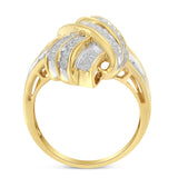 10K Yellow Gold Diamond Bypass Cocktail Ring (1 1/5 Cttw, I-J Color, I2-I3 Clarity)-1 thumbnail 2