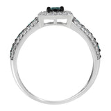 .925 Sterling Silver Treated Blue Miracle-Set Diamond Engagement Ring (1/2 Cttw, J-K Color, I1-I2 Clarity)-1 thumbnail 2