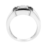 .925 Sterling Silver 3/8 Cttw Composite Enhanced Black and White Diamond Men's Band Ring (H-I, I2-I3)-1 thumbnail 2