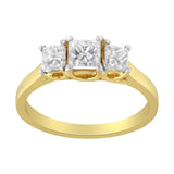 10K Yellow Gold Princess-Cut Diamond Three Stone Band Ring (1 Cttw, J-K Color, I1-I2 Clarity)-1 thumbnail 2
