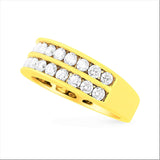 10K Yellow Gold Two-Row Diamond Band Ring (1 Cttw, J-K Color, I1-I2 Clarity)-1 thumbnail 2
