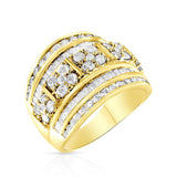 .925 Sterling Silver 2.0 Cttw Round & Baguette Cut Diamond Multi-Row Channel Set Tapered Cocktail Fashion Ring (I-J Color, I3 Clarity)-3 thumbnail 4