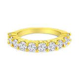 14K Yellow Gold Plated .925 Sterling Silver 2.0 Cttw Round Brilliant Cut Diamond 10 Stone Anniversary Band Ring (J-K Color, I1-I2 Clarity)-1 thumbnail 2