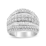 .925 Sterling Silver 2.00 Cttw Round and Baguette-Cut Diamond Cluster Ring (H-I Color, I1-I2 Clarity)-1 thumbnail 2