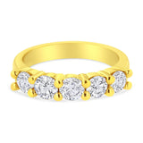 14K Yellow Gold Plated .925 Sterling Silver 1 1/2 Cttw Shared Prong Set Brilliant Round-Cut Diamond Anniversary or Wedding Band Ring (K-L Color, SI2-I1 Clarity)-1 thumbnail 2