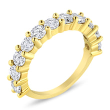 14K Yellow Gold Plated .925 Sterling Silver 2.00 Cttw Shared Prong Set Round-Diamond 11 Stone Band Ring (J-K Color, I1-I2 Clarity)-1