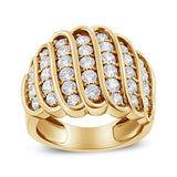 14K Yellow Gold Plated .925 Sterling Silver 2.00 Cttw Diamond Multi Row Band Ring (J-K Color, I1-I2 Clarity)-1 thumbnail 2
