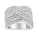 .925 Sterling Silver 2 3/8 Cttw Diamond Multi Row Overlay Band Ring ( J-K Color, I3 Clarity)-1 thumbnail 2