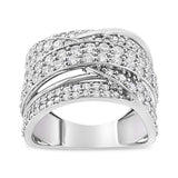 .925 Sterling Silver 2.00 Cttw Round-Cut Diamond Overlapping Bypass Band Ring (I-J Color, I2-I3 Clarity)-1 thumbnail 2