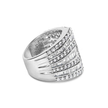 10K White Gold 2 1/2 Cttw Round and Baguette-Cut Diamond Multi-Row Bypass Ring (J-K Color, I2-I3 Clarity)-1