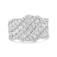 10K Gold 3.00 Cttw Diamond Multi Row Cluster Band Ring (I-J Color, I3 Clarity)