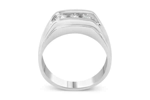 Men's .925 Sterling Silver 1/3 Cttw Diamond Channel Set 3 Stone Ring Band (I-J Color, I3 Clarity)