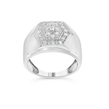 Men's .925 Sterling Silver 1/2 Cttw Multi-Diamond Hexagon Frame Ring (I-J Color, I3 Clarity)-1