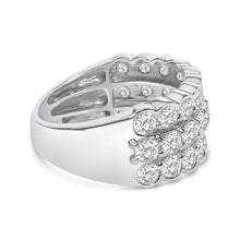 .925 Sterling Silver 3.0 Cttw Lab Grown Diamond 3 Row Band Ring (F-G Color, VS1-VS2 Clarity)-1