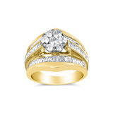 14K Yellow Gold 2-1/3 Cttw Diamond Cluster Channel Set Chevron Shaped Band Engagement Ring & Wedding Band Set (H-I Color, SI1-SI2 Clarity)--1 thumbnail 2