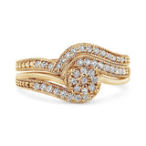 .925 Sterling Silver 1/3ct Cttw Multi-Diamond Bypass Vintage-Style Bridal Set Ring and Band (I-J Color, I3 Clarity)-3 thumbnail 4