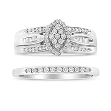 .925 Sterling Silver 1/2 Cttw Round and Baguette-Cut Diamond Engagement Bridal Set (I-J Color, I1-I2 Clarity)-1