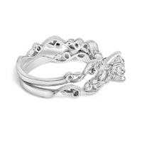 14K White Gold Lab Grown Diamond 1.0 Cttw Vintage Style Engagement Ring and Band Set