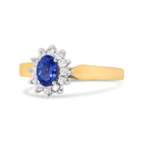 14K Yellow Gold 1/5 Cttw Round Diamond and 6x4mm Oval Blue Tanzanite Halo Ring (H-I Color, I1-I2 Clarity)-1 thumbnail 2
