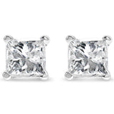 AGS Certified Princess-Cut Square Diamond 4-Prong Solitaire Stud Earrings in 14K Gold (L-M Color, I1-I2 Clarity)-2 thumbnail 3
