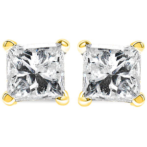 14K Yellow Gold 1/5 Cttw Princess-Cut Square Near Colorless Diamond Classic 4-Prong Solitaire Stud Earrings (I-J Color, I2-I3 Clarity)-1