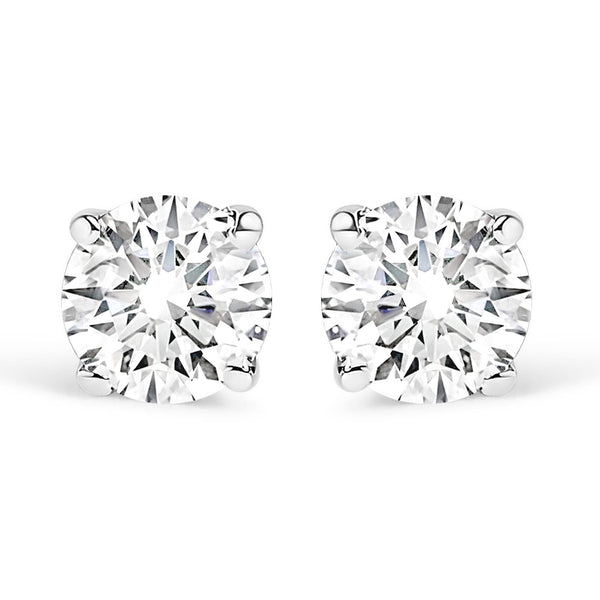 14K White Gold 1/2 Cttw 4-Prong Set Brilliant Round-Cut Solitaire Lab Grown Diamond Push Back Stud Earrings (F-G Color, VS2-SI1 Clarity)