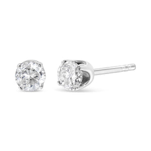 IGI Certified 1.00 Cttw Round Brilliant-Cut Diamond 14K White Gold Classic 4-Prong Solitaire Stud Earrings (H-I Color, I1-I2 Clarity)-1