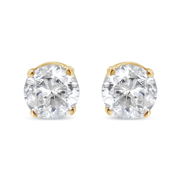 14K Yellow Gold 1/2 Cttw Round-Cut Diamond Solitaire Stud Earrings (O-P Color, SI2-I1 Clarity)