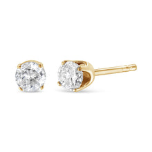 AGS Certified 14k Yellow Gold 3/8 cttw 4-Prong Set Brilliant Round-Cut Solitaire Diamond Push Back Stud Earrings (L-M Color, SI2-I1 Clarity)-1