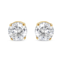 AGS Certified 14K Yellow Gold 1/2 Cttw 4 Prong Set Brilliant Round-Cut Solitaire Diamond Push Back Stud Earrings (O-P, Color, SI2-I1 Clarity)
