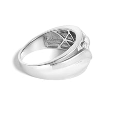 Men's .925 Sterling Silver 1/2 Cttw Diamond Channel Set 3-Stone Band Ring-1