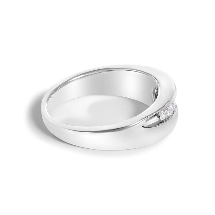 Men's.925 Sterling Silver 1/2 Cttw Diamond 9 Stone Band Ring