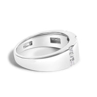 Men's .925 Sterling Silver 1/2 Cttw Diamond Triple Three Stone Row Band Ring (H-I Color, I1-I2 Clarity)