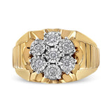 14K Yellow Gold Plated .925 Sterling Silver 1/3 Cttw Miracle-Set Floral Diamond Cluster Ring (I-J Color, I1-I2 Clarity)-1 thumbnail 2