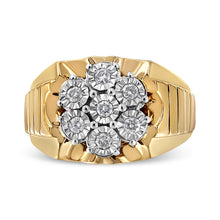 14K Yellow Gold Plated .925 Sterling Silver 1/3 Cttw Miracle-Set Floral Diamond Cluster Ring (I-J Color, I1-I2 Clarity)-1