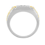 10K Yellow Gold Plated .925 Sterling Silver Diamond Accent Miracle-Set 3 Stone Ridged Band Gentlemen's Fashion Ring (I-J Color, I2-I3 Clarity)-1 thumbnail 2