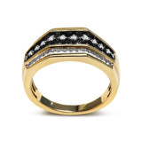 Men's 14K Yellow Gold Plated .925 Sterling Silver 1 1/2 Cttw White and Black Treated Diamond Cluster Ring (Black / I-J Color, I2-I3 Clarity)-1 thumbnail 2