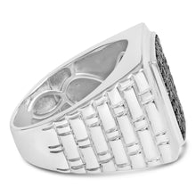 .925 Sterling Silver 1 1/4 Cttw Treated Black Diamond Cluster Men's Band Ring (Black Color, I2-I3 Clarity)-1