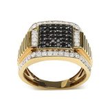 Men's 14K Yellow Gold Plated .925 Sterling Silver 1 1/2 Cttw White and Black Treated Diamond Cluster Ring (Black / I-J Color, I2-I3 Clarity)-1 thumbnail 2
